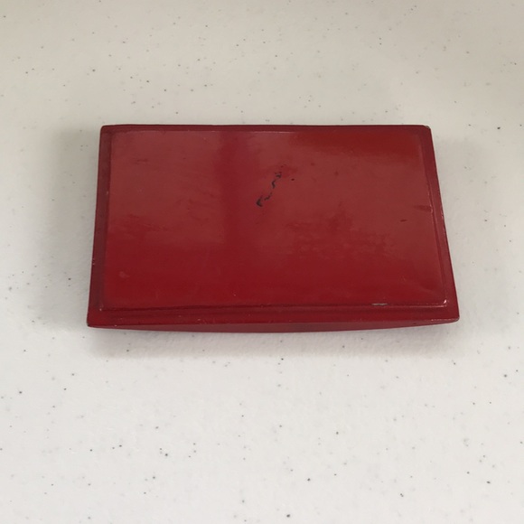 Vintage Oriental Red Lacquer Jewelry Box with Abalone Inlay with Rooster Design - Picture 6 of 14